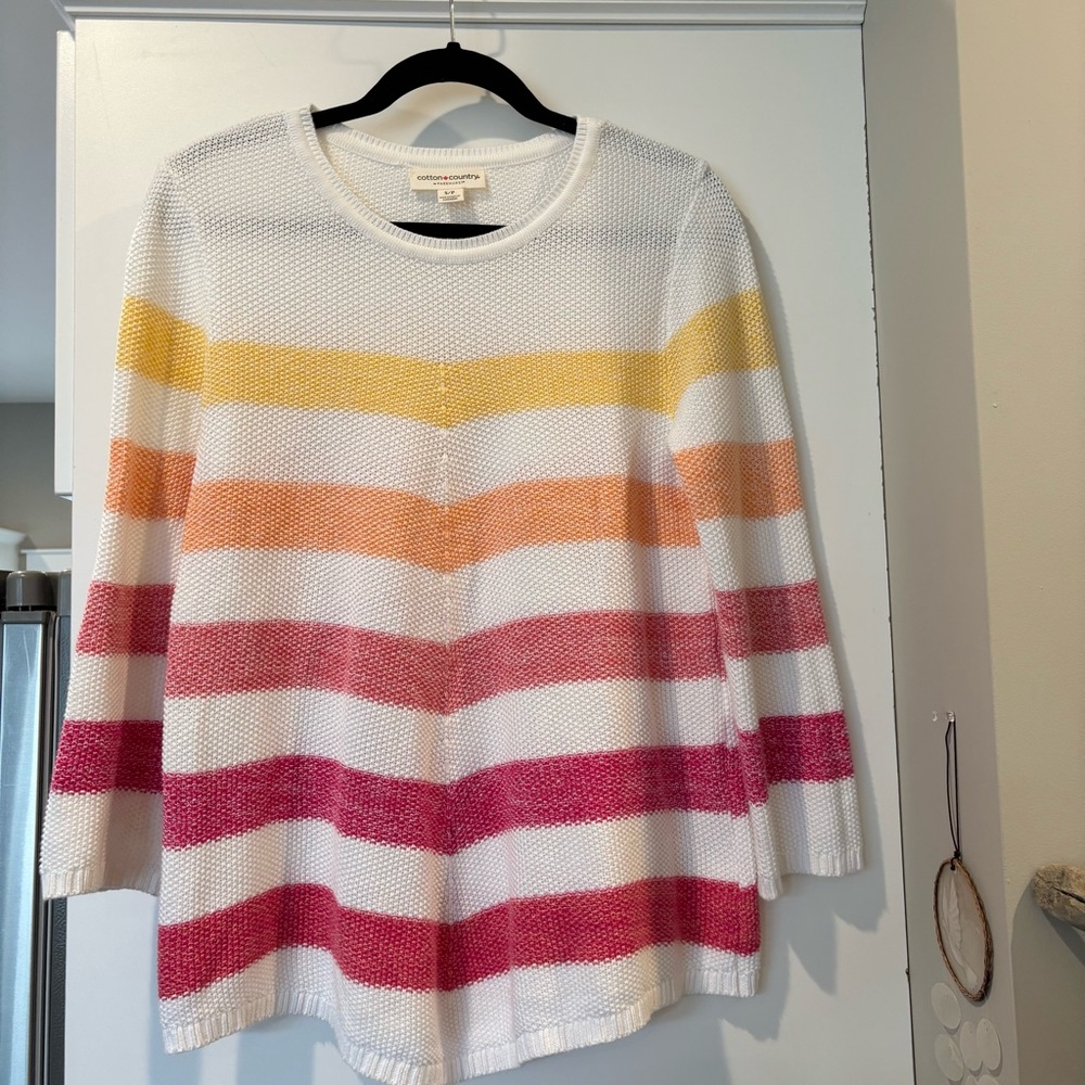 Cotton Country by Parkhurst Vivienne Stripe Pullover 100% cotton size S NWOT - Picture 1 of 6